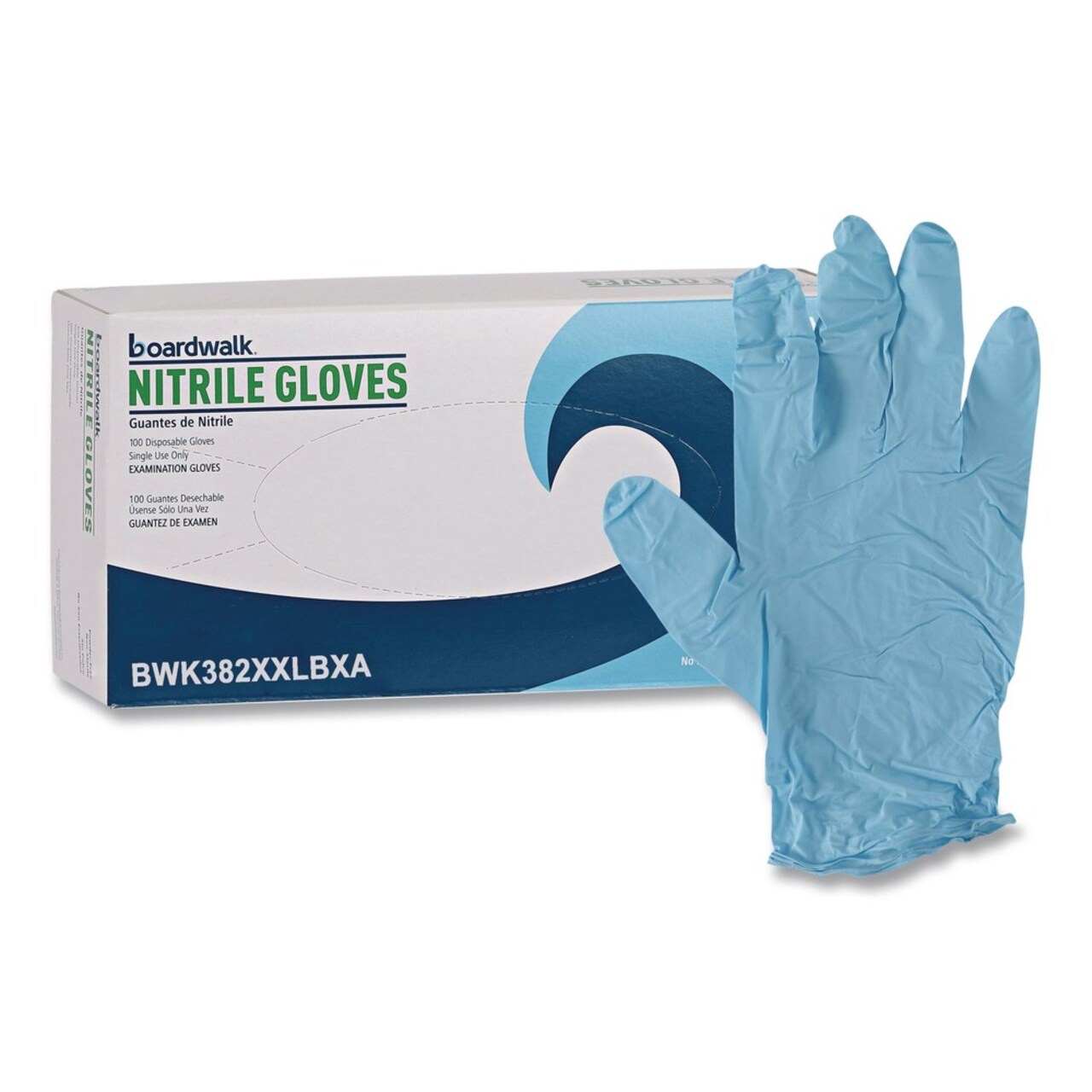 Boardwalk 9.5 in. Long 5 mil. Thick Powder-Free Disposable Examination Nitrile Gloves - XX-Large Blue (100/Box)